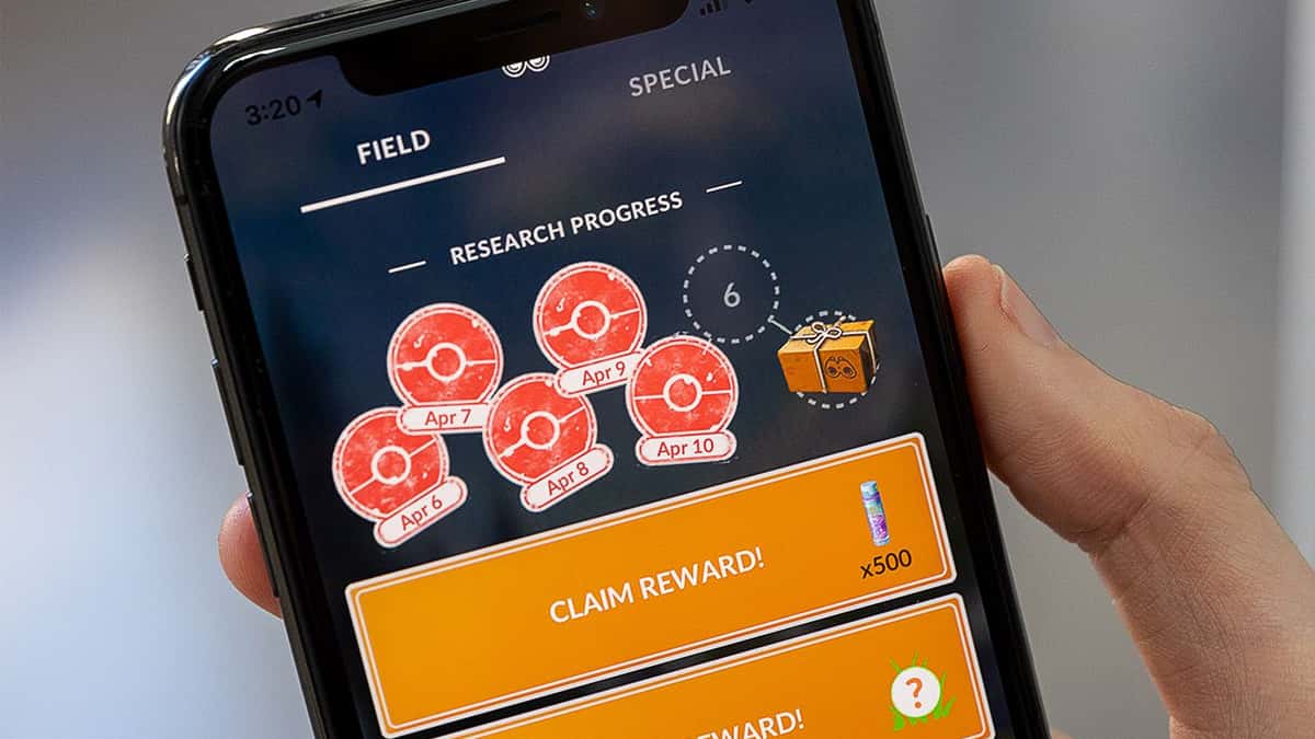 Pokemon Go Field Research in phone.