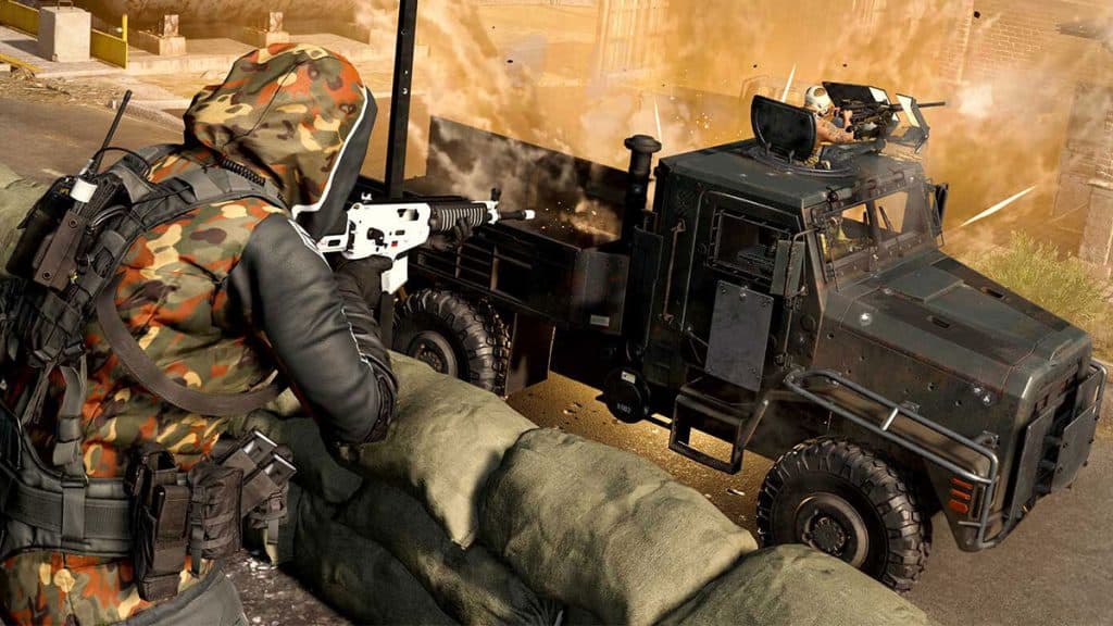 Players destroying a Warzone Armored Truck in Armored Royale mode
