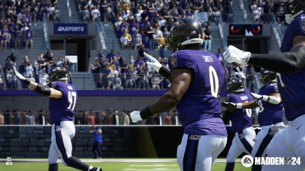 Baltimore Ravens celebrating Madden 24