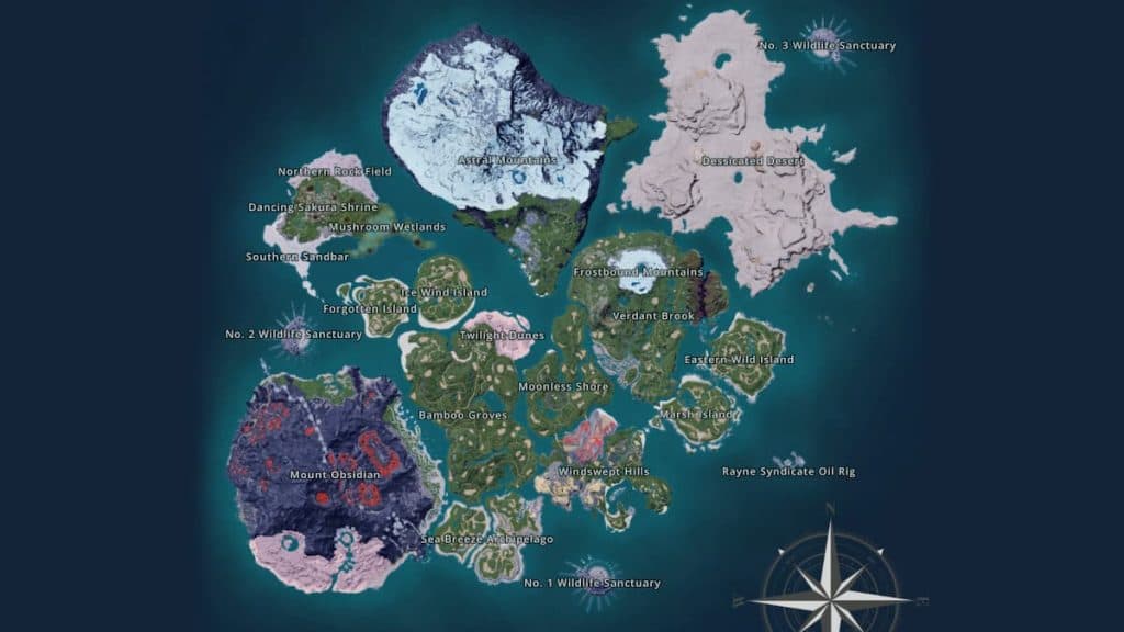 Palworld Biomes map