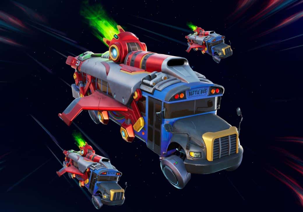 Fortnite's upgraded Battle Bus. 