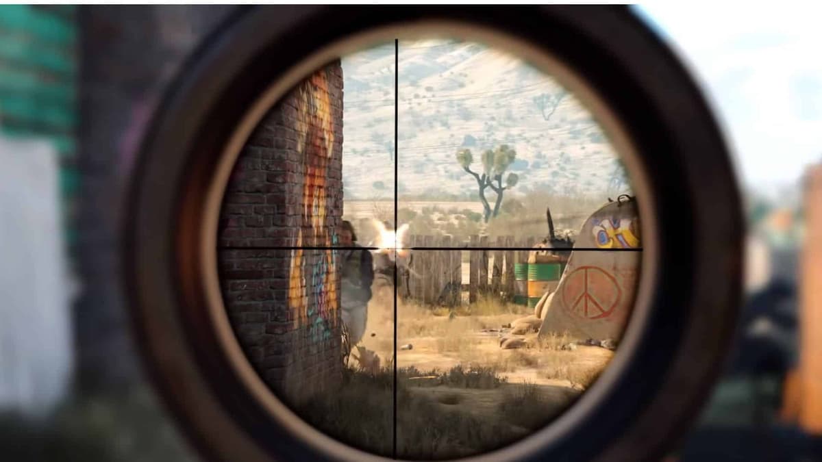 a sniper aiming at enemies in nuketown 84 in bocw