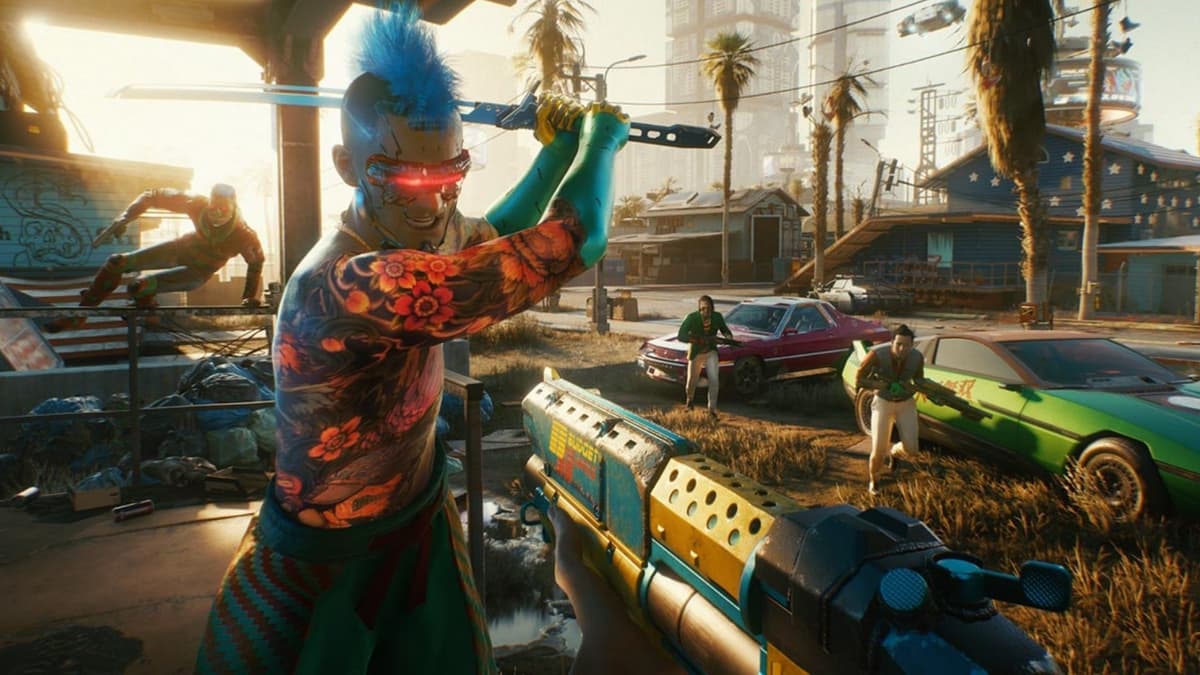 Enemies attacking in Cyberpunk 2077.