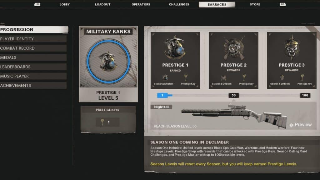 prestige system in cod bocw