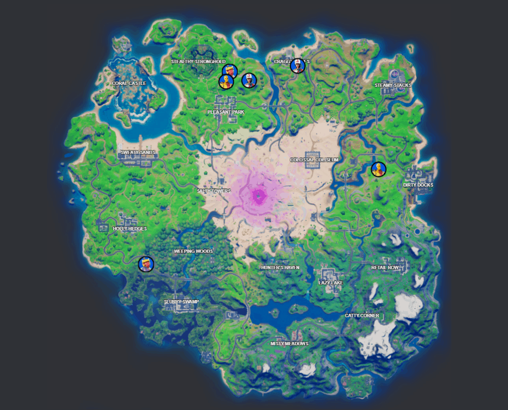 Fortnite character locations