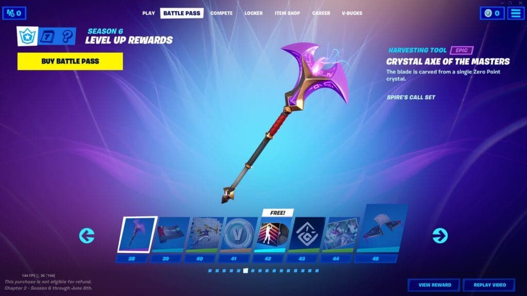 Fortnite Season 6 Battle Pass tier rewards