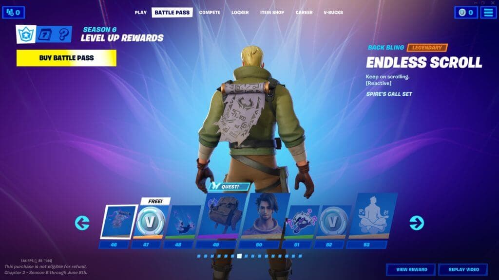 Fortnite Season 6 Battle Pass tier rewards