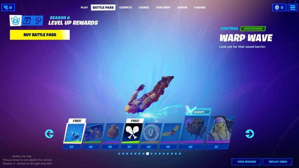 Fortnite Season 6 Battle Pass tier rewards