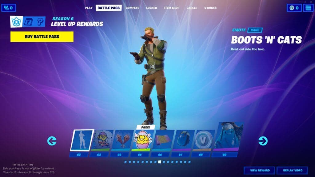 Fortnite Season 6 Battle Pass tier rewards