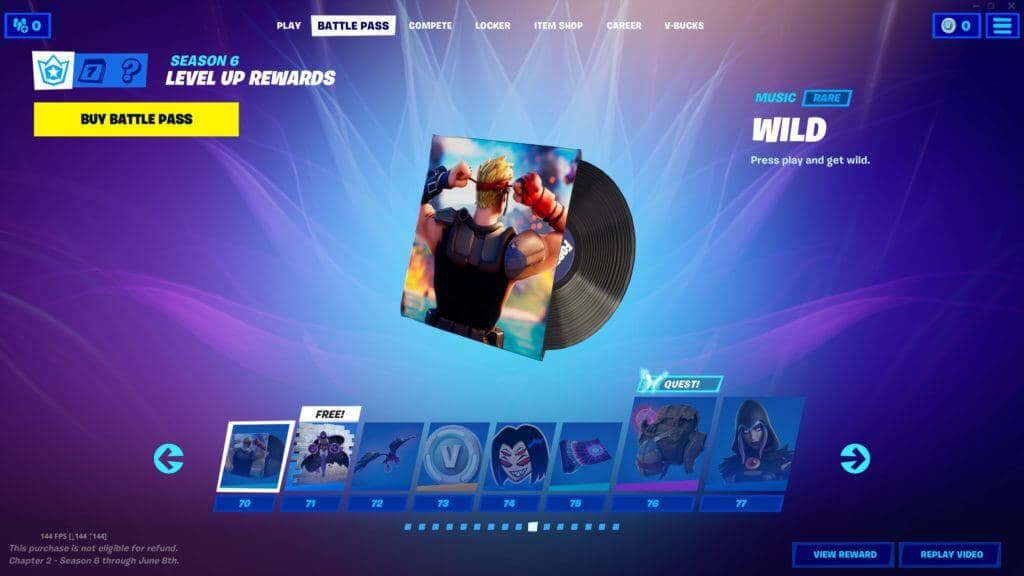 Fortnite Season 6 Battle Pass tier rewards