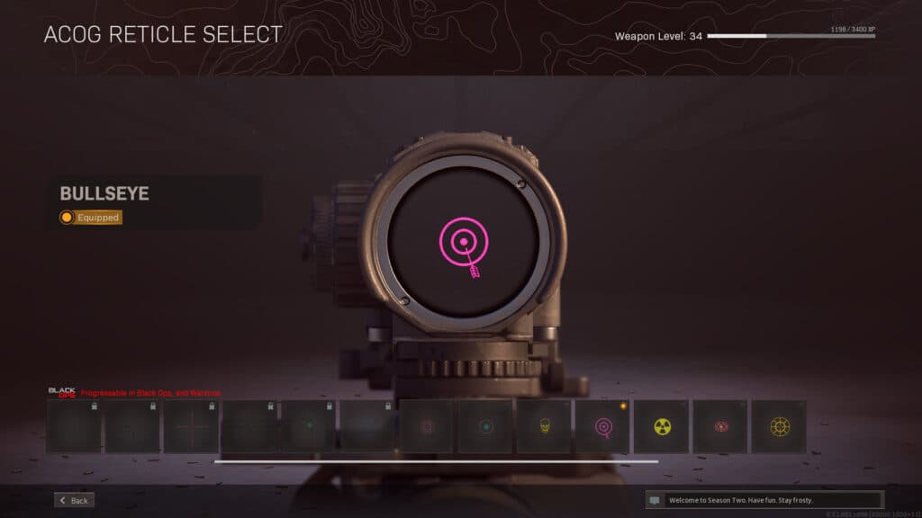 Bullseye reticle in Warzone 