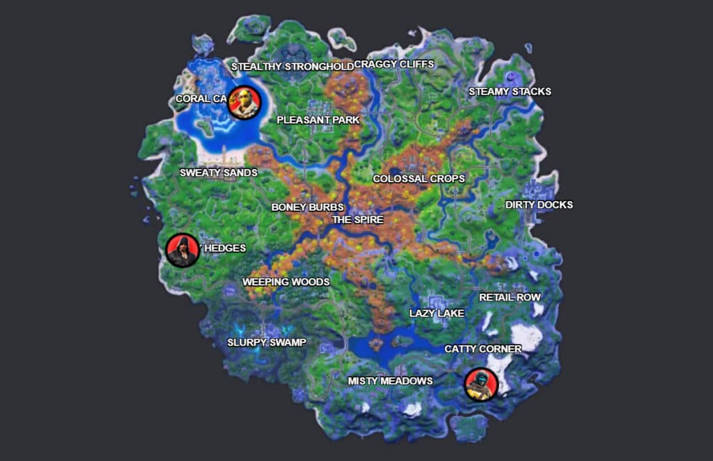 Fortnite Raptor, Zenith and Blackheart locations