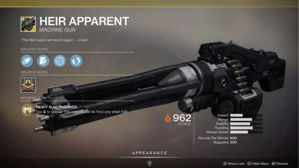 destiny 2 heir apparent gun