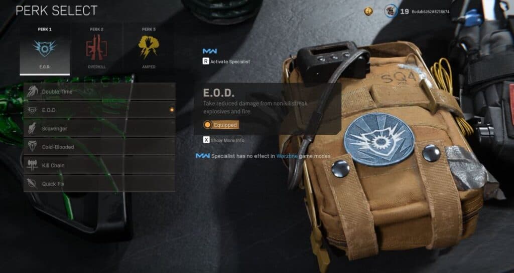 EOD perk in Warzone