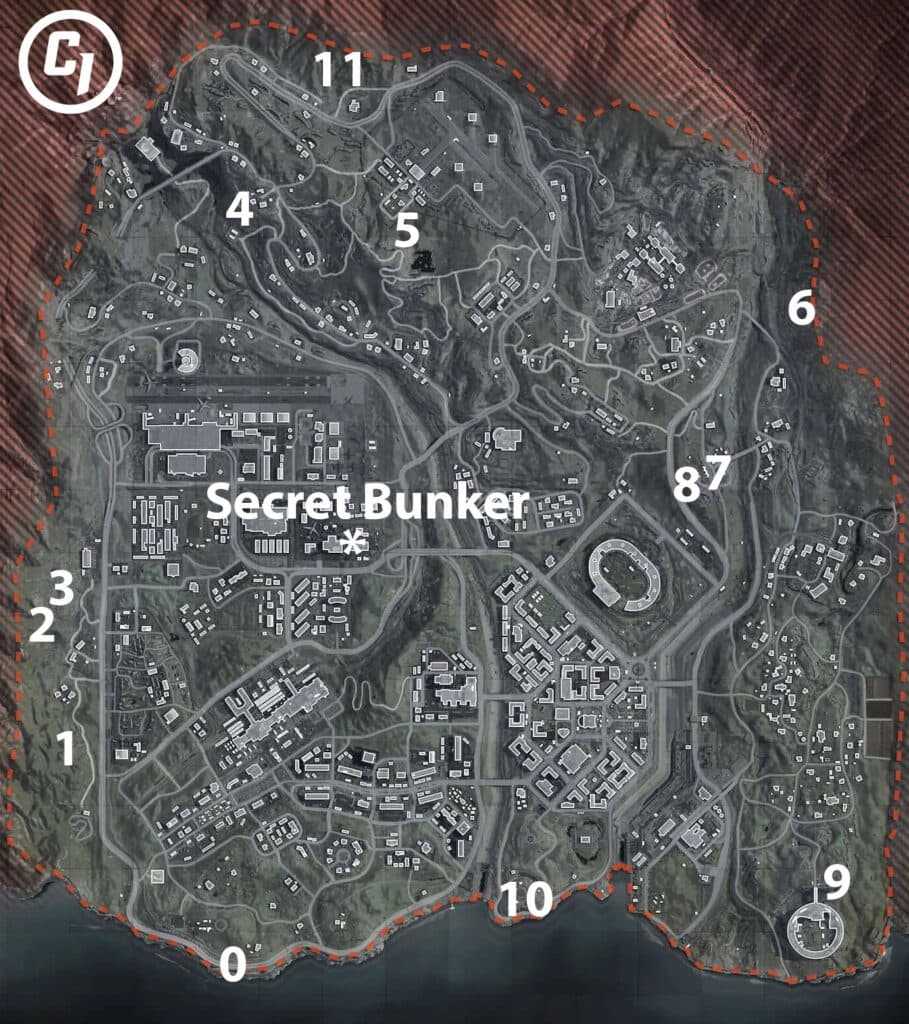 Warzone bunker locations map