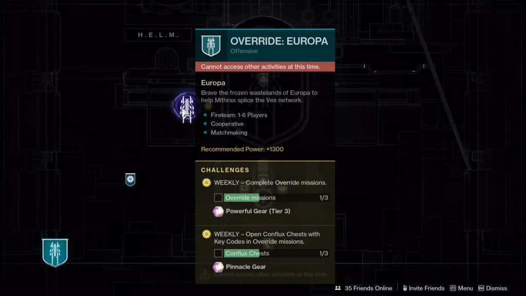 Destiny 2 override europa