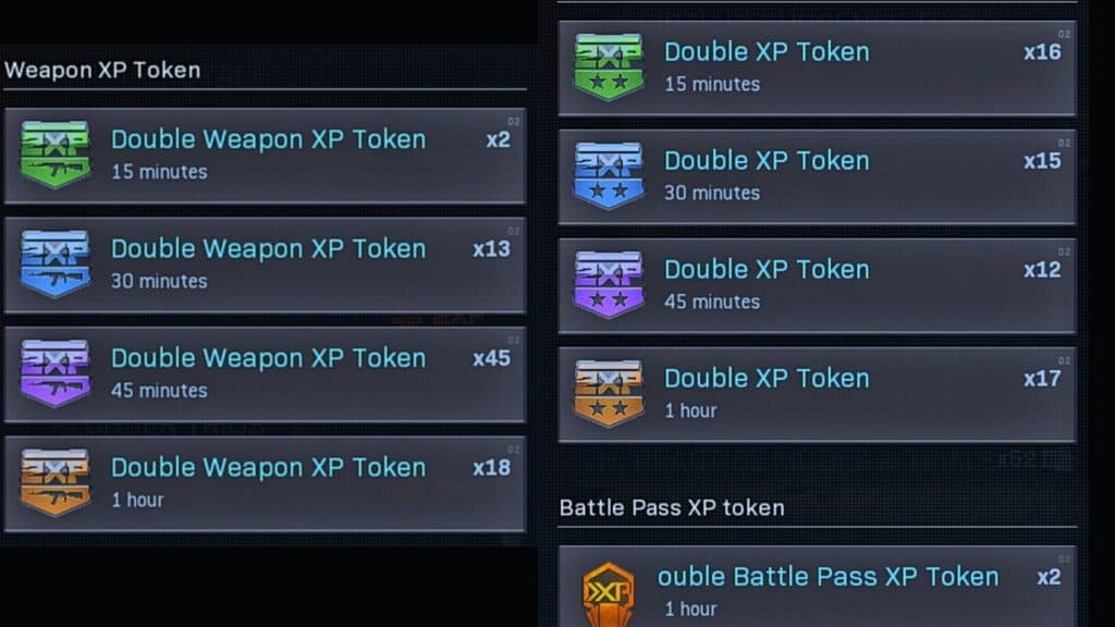 cod warzone xp tokens