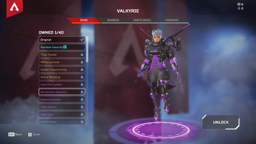 Apex Legends Valkyrie skins