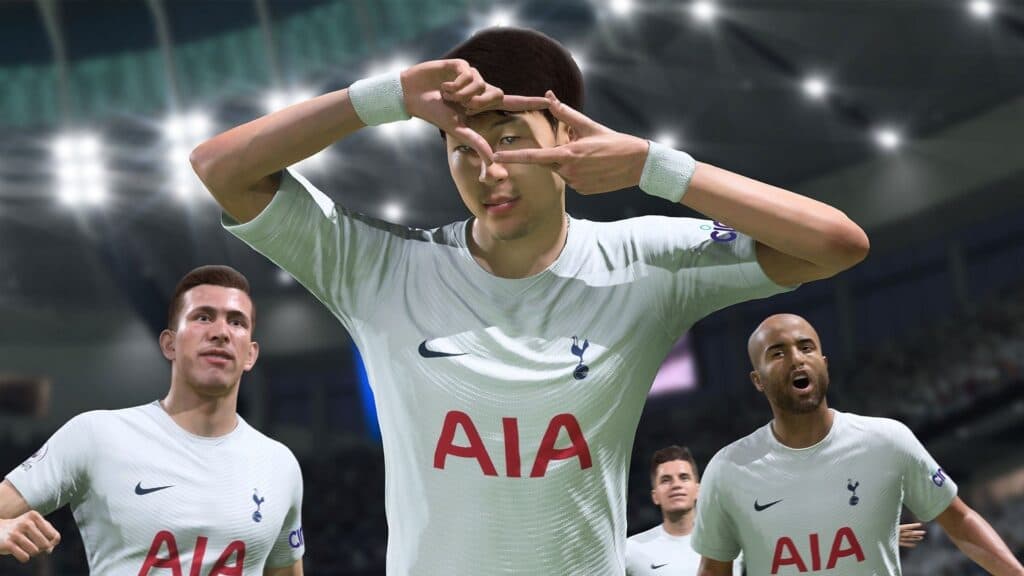 Tottenham players celebrating in FIFA 22