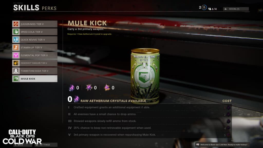 Mule Kick skill tier upgrades