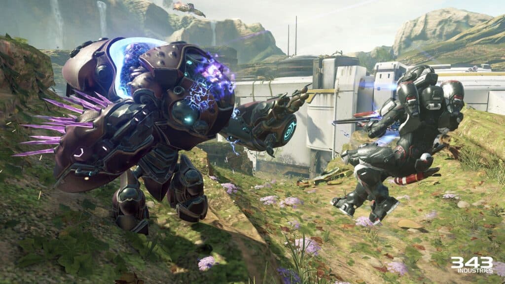 Halo Spartan player fighting a boss