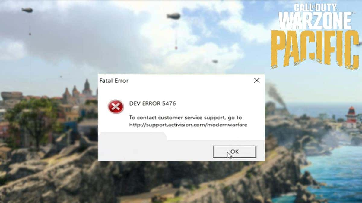 Warzone Pacific error code 5476