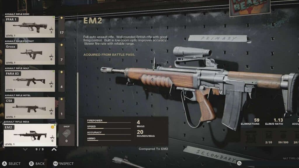 em2 assault rifle in cold war