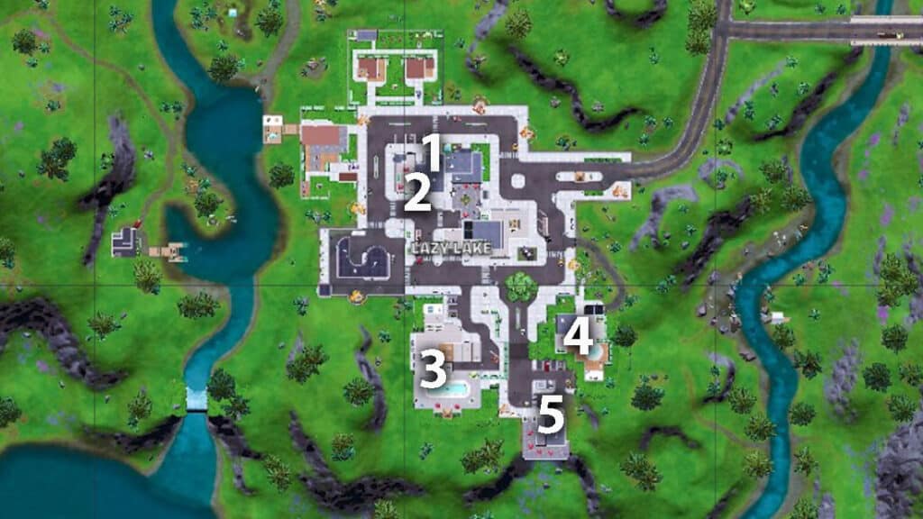 Fortnite Lazy Lake flower vase locations