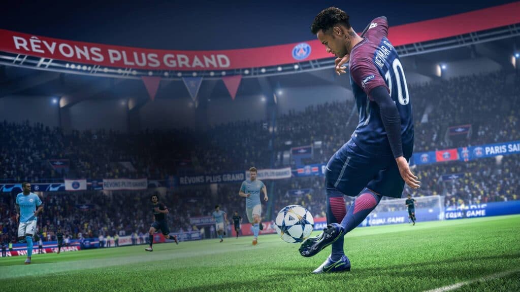 Neymar performing a rabona in FIFA 22