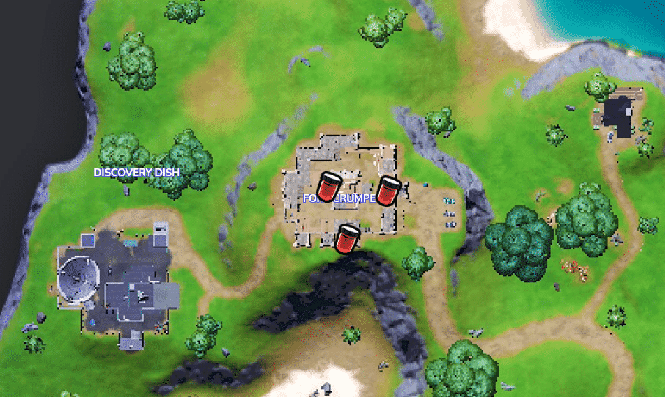 Map showing where to find Knightly Crimson in Fort Crumpet