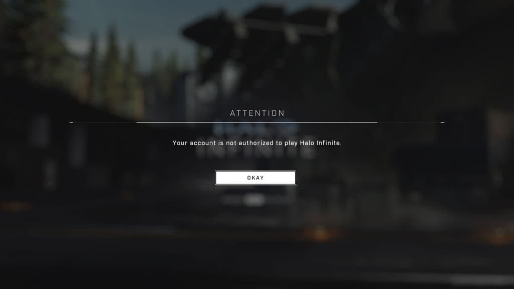Your account is not authorized to play halo infinite message