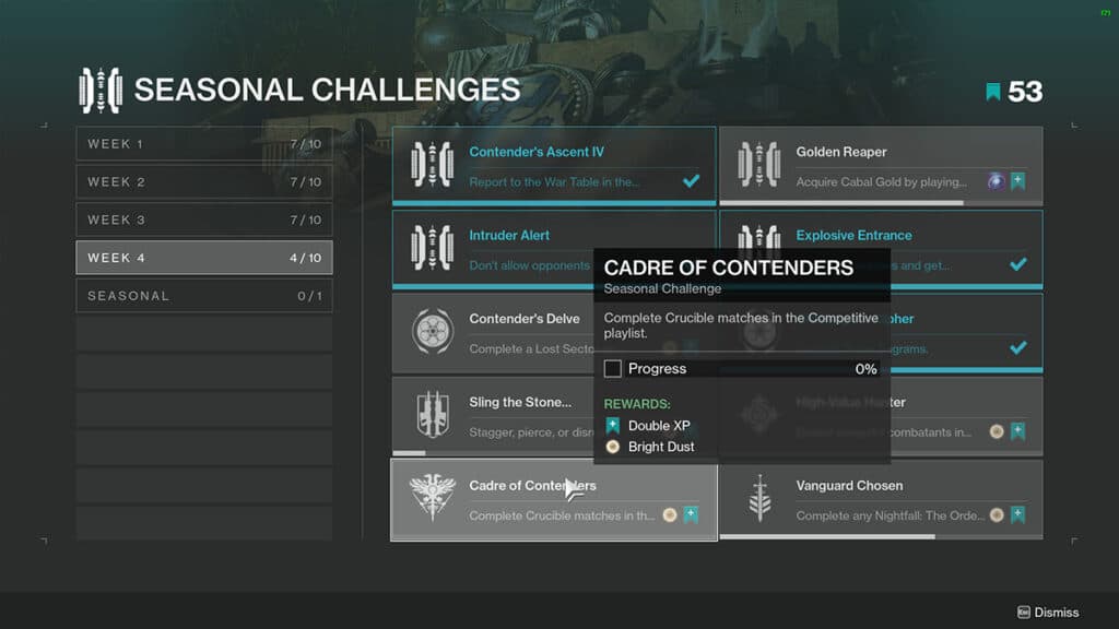 destiny 2 seasonal challenges