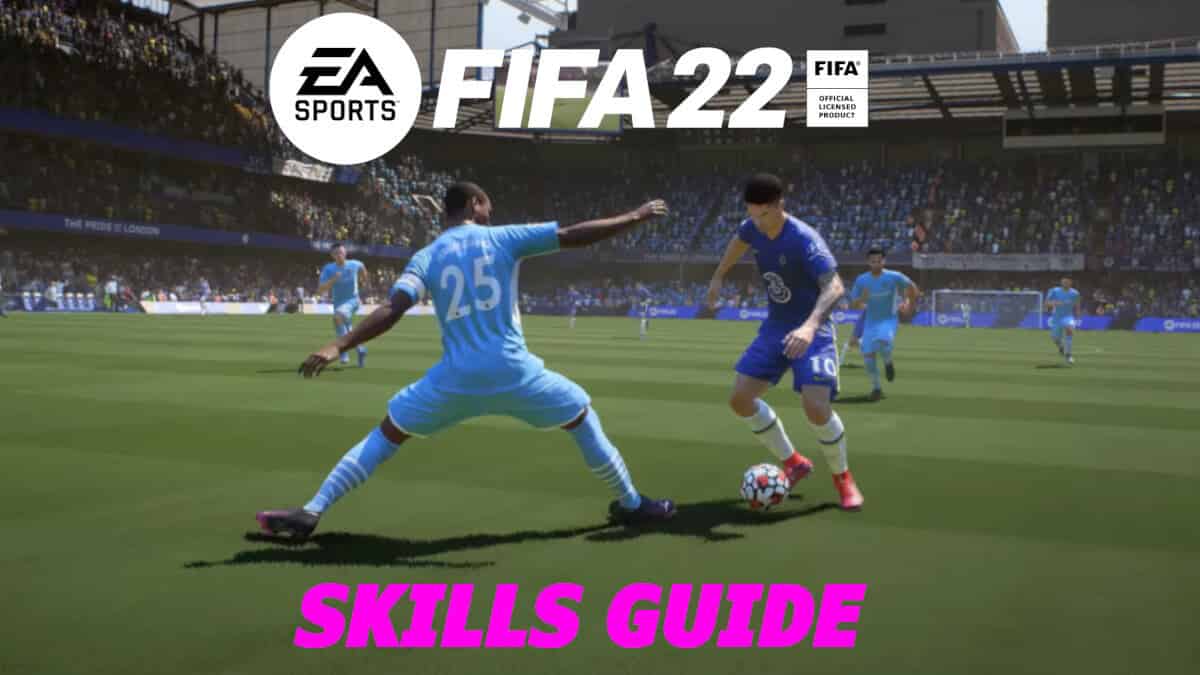 FIFA 22 player dribbling past defender