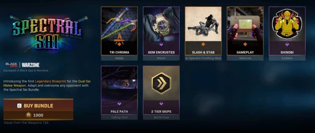 Warzone Black Ops Cold War Spectral Sai Bundle