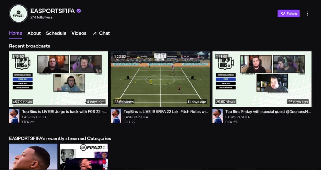 EA Sports FIFA Twitch channel