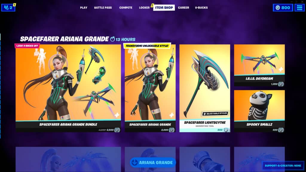 Fortnite spacefarer ariana grande bundle