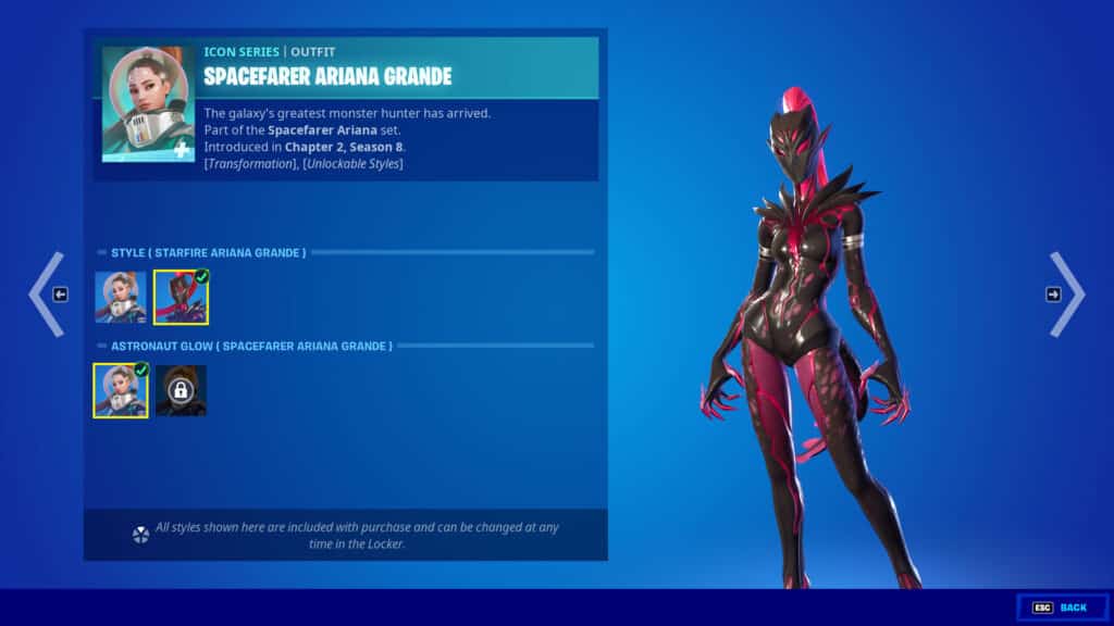 Fortnite starfire ariana grande skin