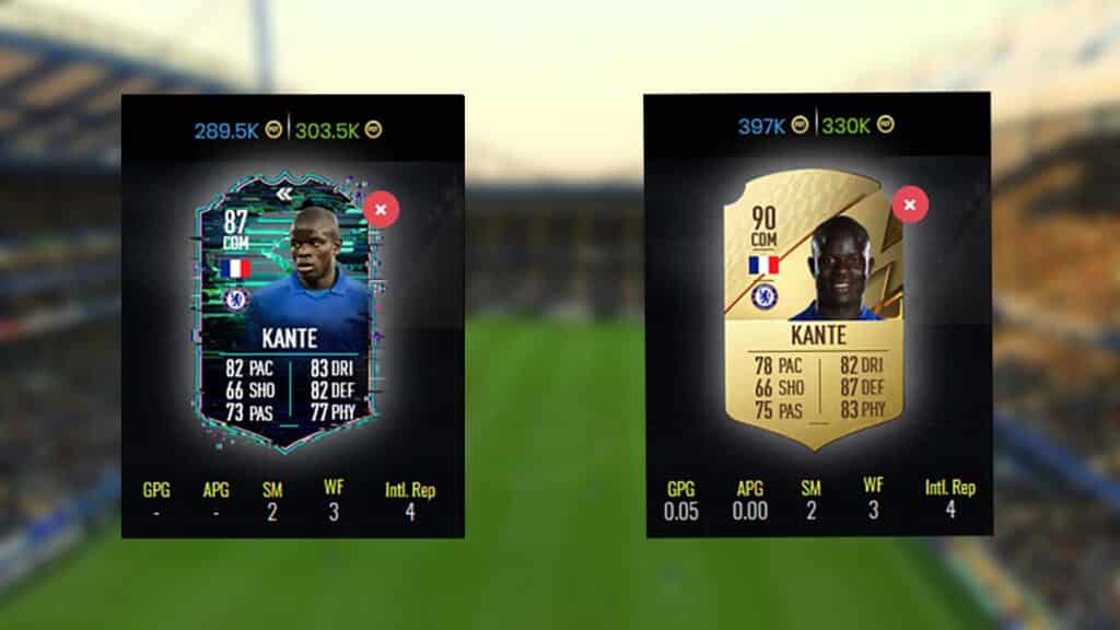 FIFA 22 Kante stats comparison