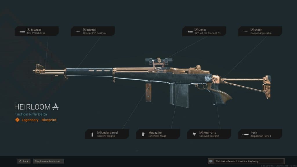 M1 Garand heirloom blueprint attachments