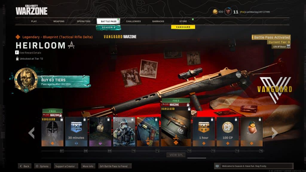 m1 garand in Warzone Season 6 battle pass