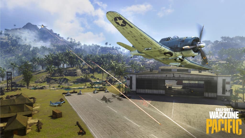 Plane flying in warzone pacific caldera map