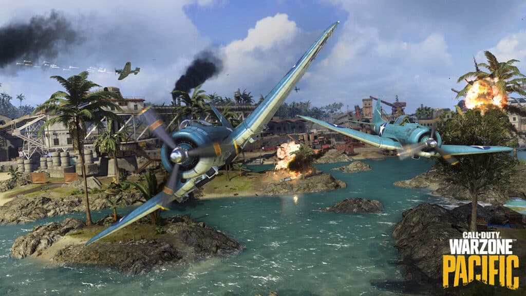 Plane flying in Warzone pacific caldera map