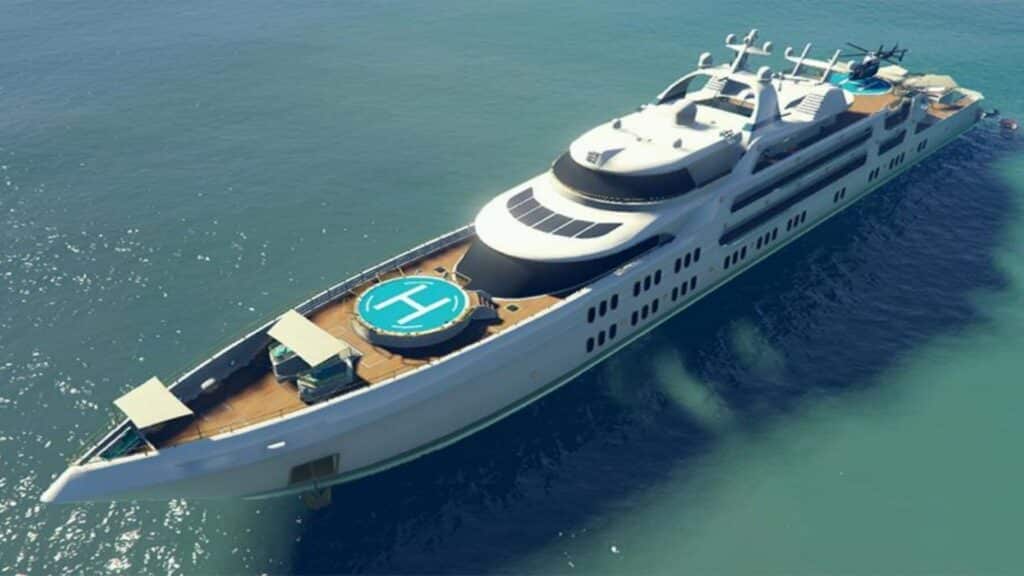 galaxy super yacht in sea in gta online