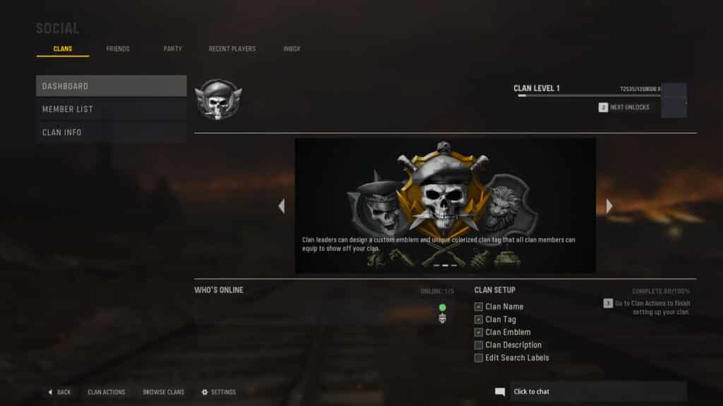 Clan Menu in Call of Duty Vanguard