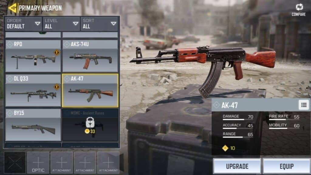 cod mobile loadout guns