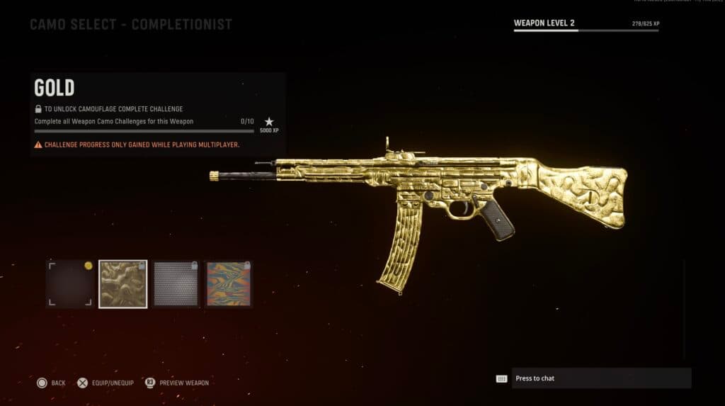 Gold Camo in Call of Duty: Vanguard