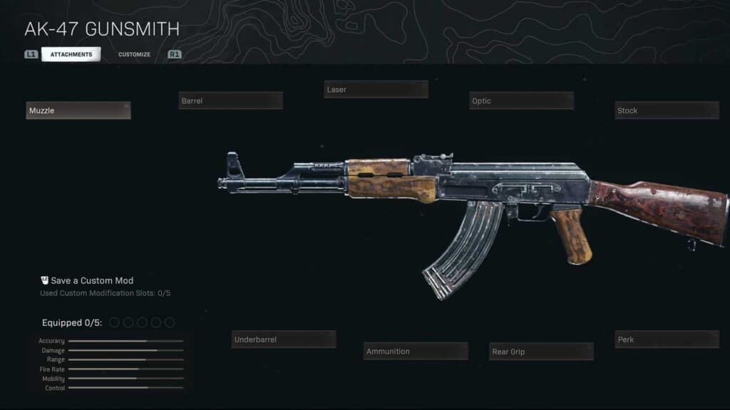 ak-47 gunsmith selection in warzone