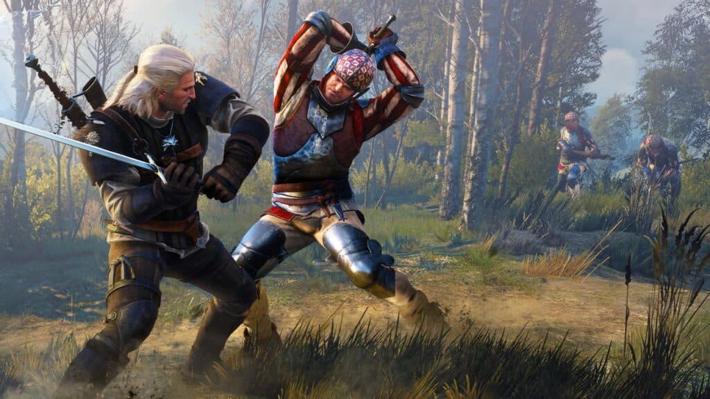 Geralt fighting in The Witcher 3