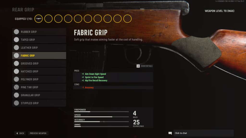 fabric grip attachment in cod vanguard