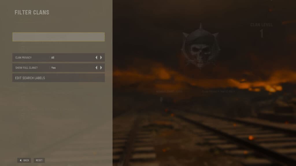 Search for a clan menu in cod vanguard